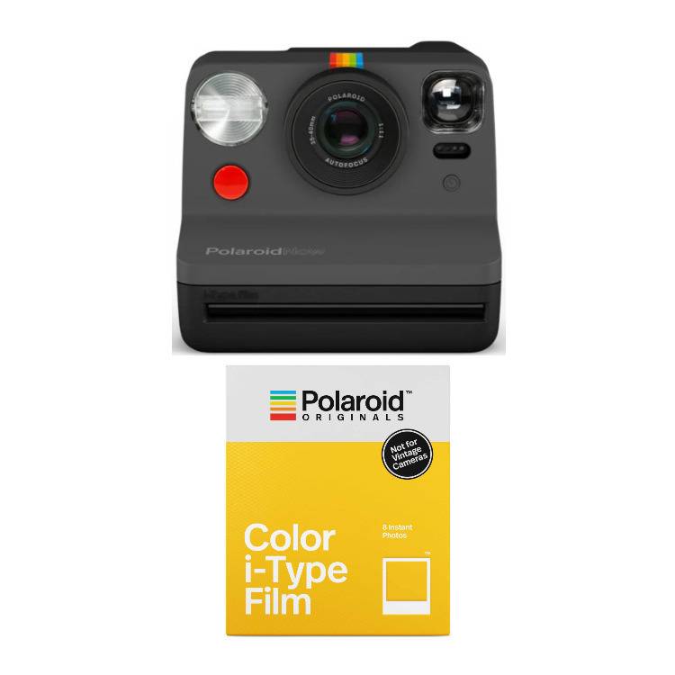 Polaroid Originals Now i-Type Instant Camera (Black) and Standard Color Instant Film Bundle