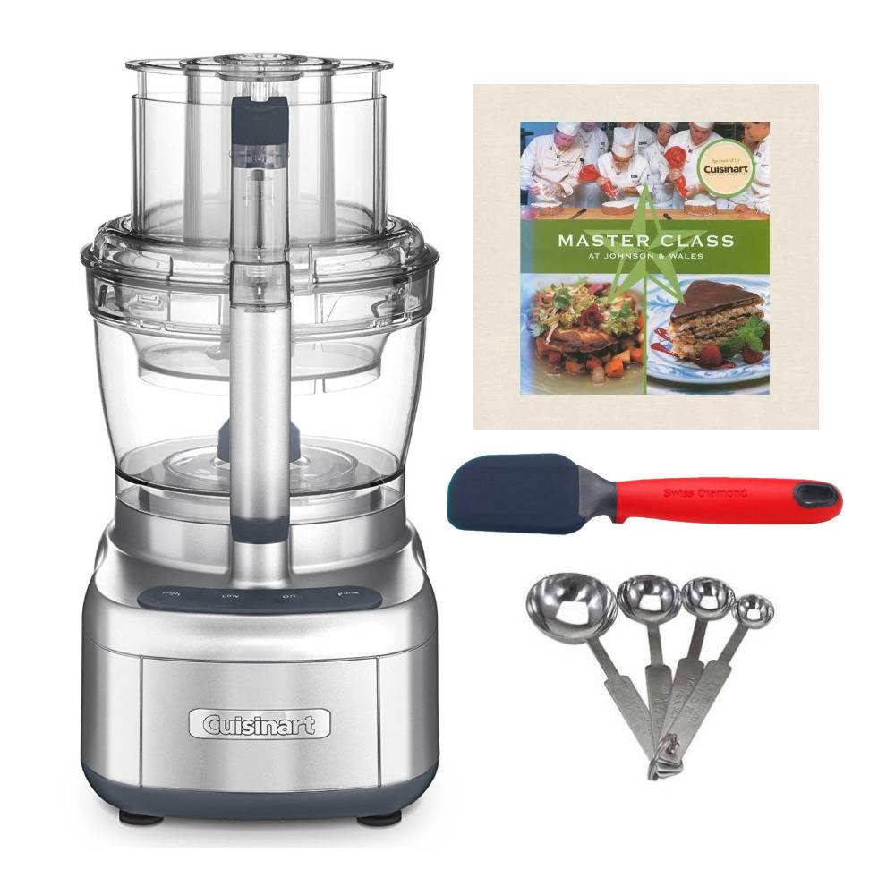 Cuisinart Elemental 13-Cup Food Processor (Silver) with Spatula, Measuring Spoon Set and Cookbook