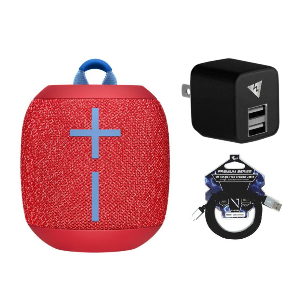 Ultimate Ears WONDERBOOM2 Portable Waterproof Bluetooth Speaker (Radical Red) with Charger and Cable
