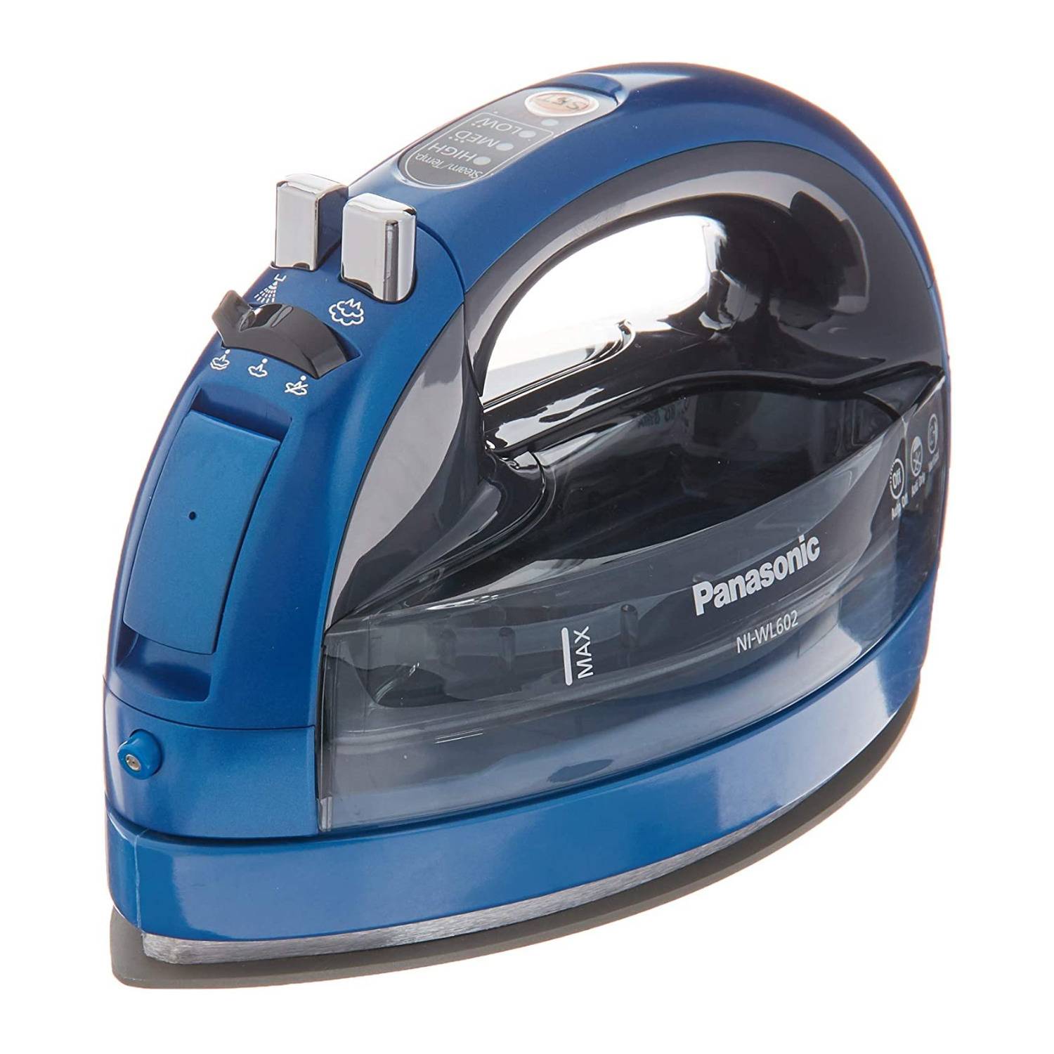 Panasonic Cordless 360-Degree Freestyle Steam/Dry Iron with Curved Ceramic Soleplate (Blue)