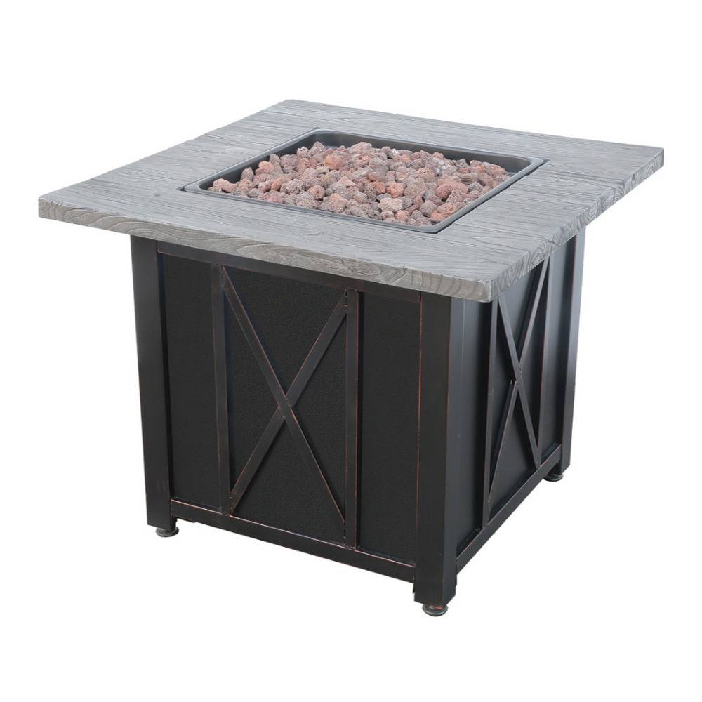 Mr. Bar-B-Q Endless Summer 30,000 BTU Outdoor Fire Pit with Weathered Wood Grain Printed Mantel (Uses Propane Gas)