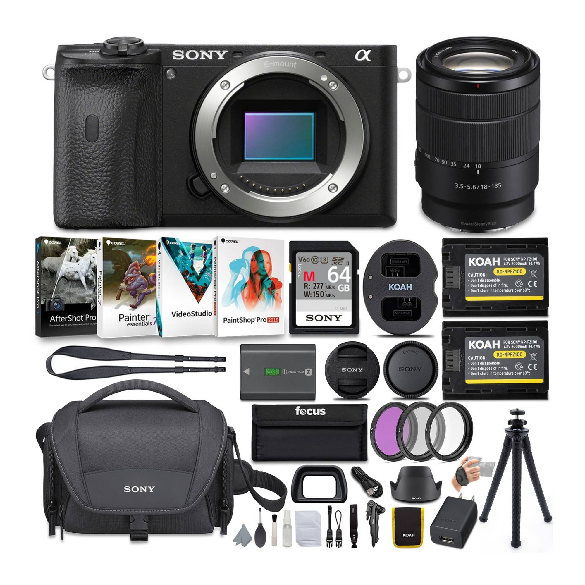 Sony Alpha a6600 APS-C Mirrorless Digital Camera with 18-135mm Lens, Carry Case & Accessories Bundle