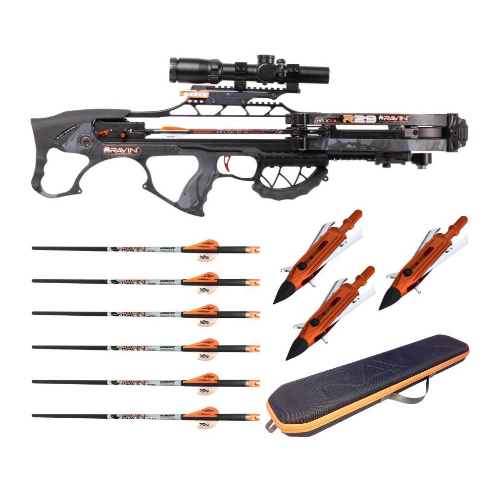 Ravin Crossbows R29 430 FPS Crossbow Sniper Package with Arrow Case and Broadheads