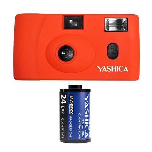 YASHICA MF-1 Snapshot Art 35mm Film Camera Set (Orange)