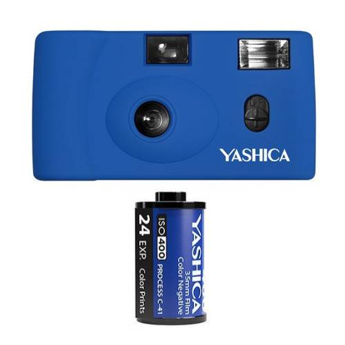 YASHICA MF-1 Snapshot Art 35mm Film Camera Set (Blue)