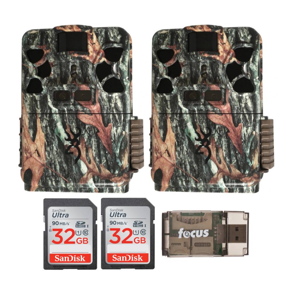 Browning Trail Cameras 24MP Recon Force Patriot Trail Camera (2-Pack) with 32GB SD Cards and Reader
