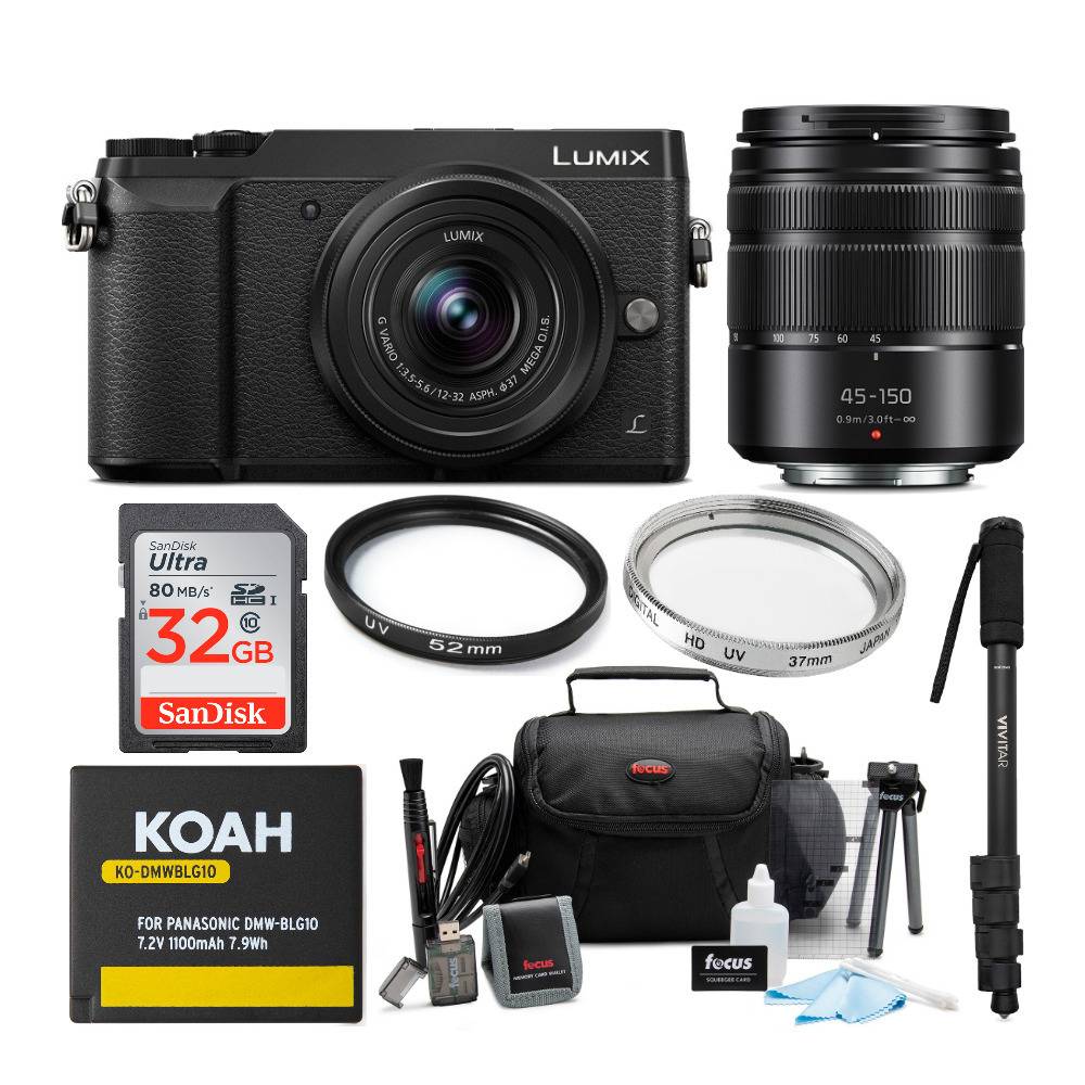 Panasonic LUMIX GX85 Mirrorless Camera with 12-32mm and 45-150mm Lenses (Black)	and Accessory Bundle
