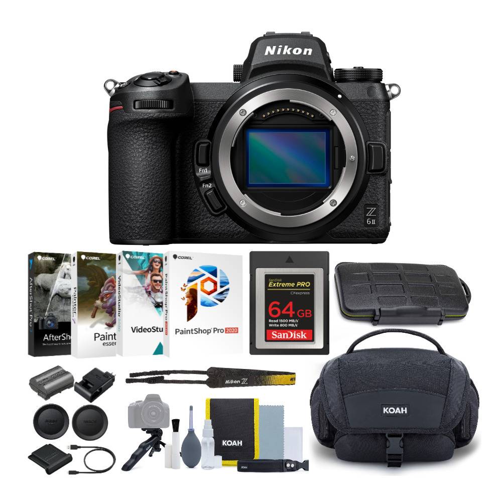 Nikon Z6II Mirrorless with 64 CFexpress Card, Shoulder Bag, Software and Accessory Bundle