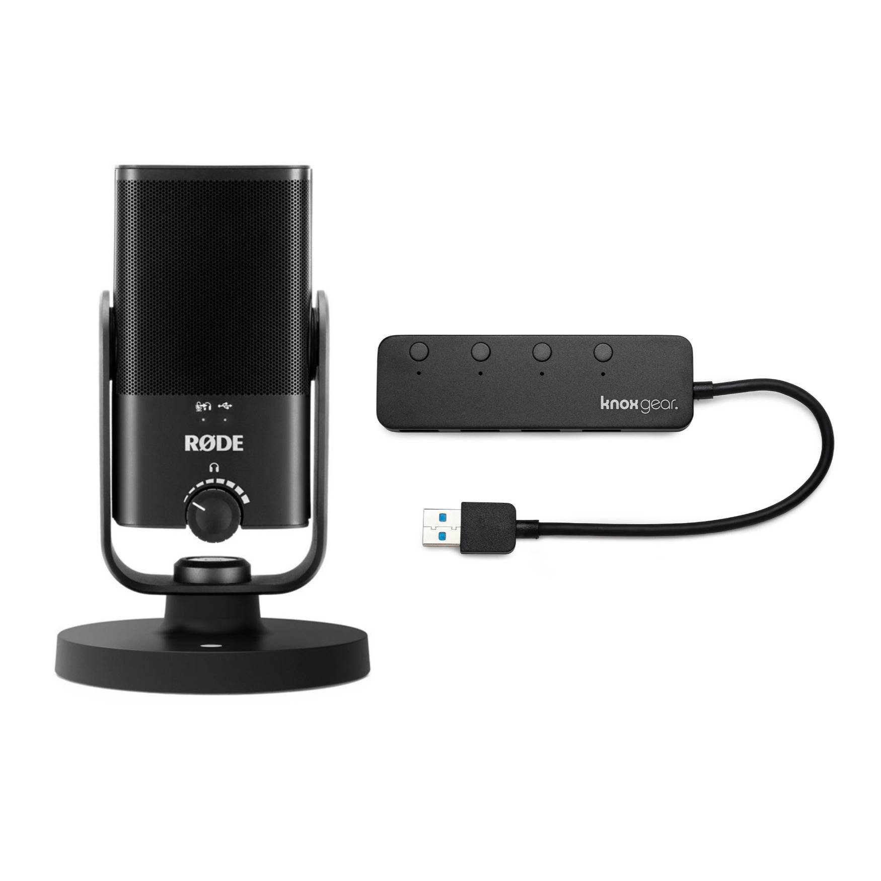 Rode USB Microphone with Detachable Stand, Pop Filter, Headphone Amp and USB 3.0 Hub Bundle