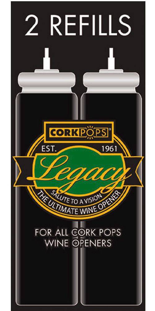 Cork Pops Wine Opener Refill Cartridges (Box of 2, Fits All Opener Styles)