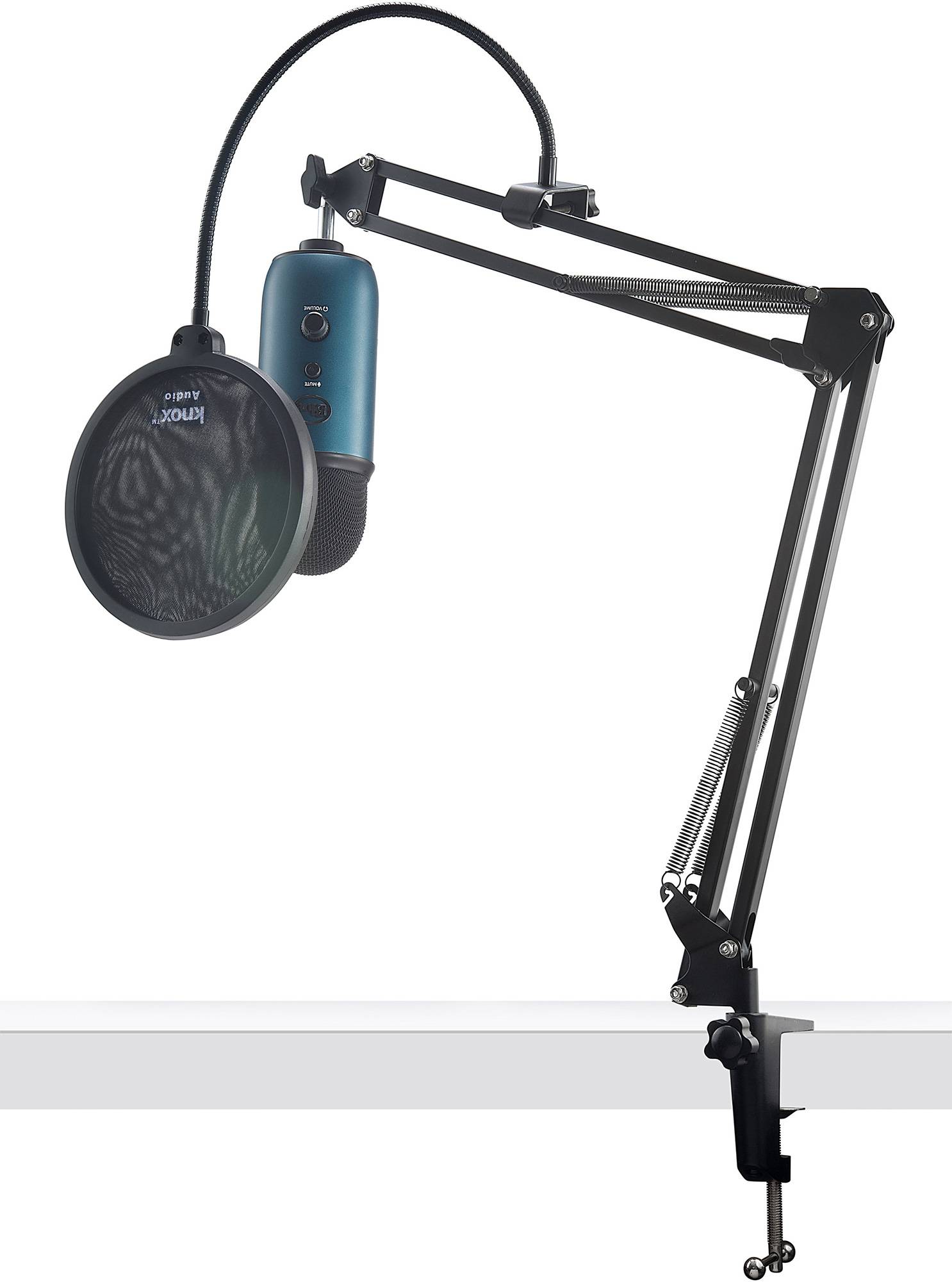 Blue Microphones Yeti Teal USB Microphone w/ Knox Studio Arm & Pop Filter