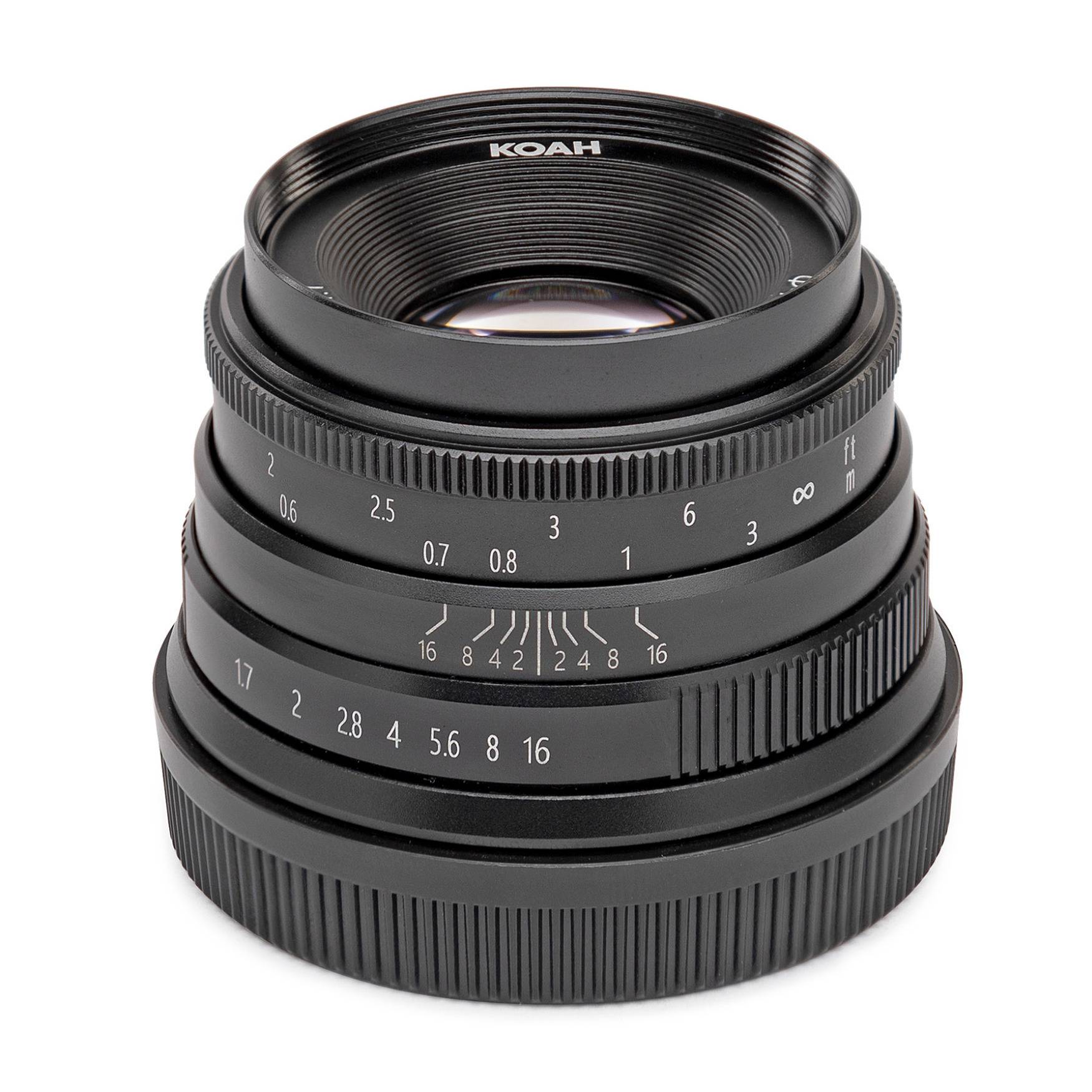 Koah Artisans Series 35mm f/1.7 Large Aperture Manual Focus Lens for Micro Four Thirds (Black)