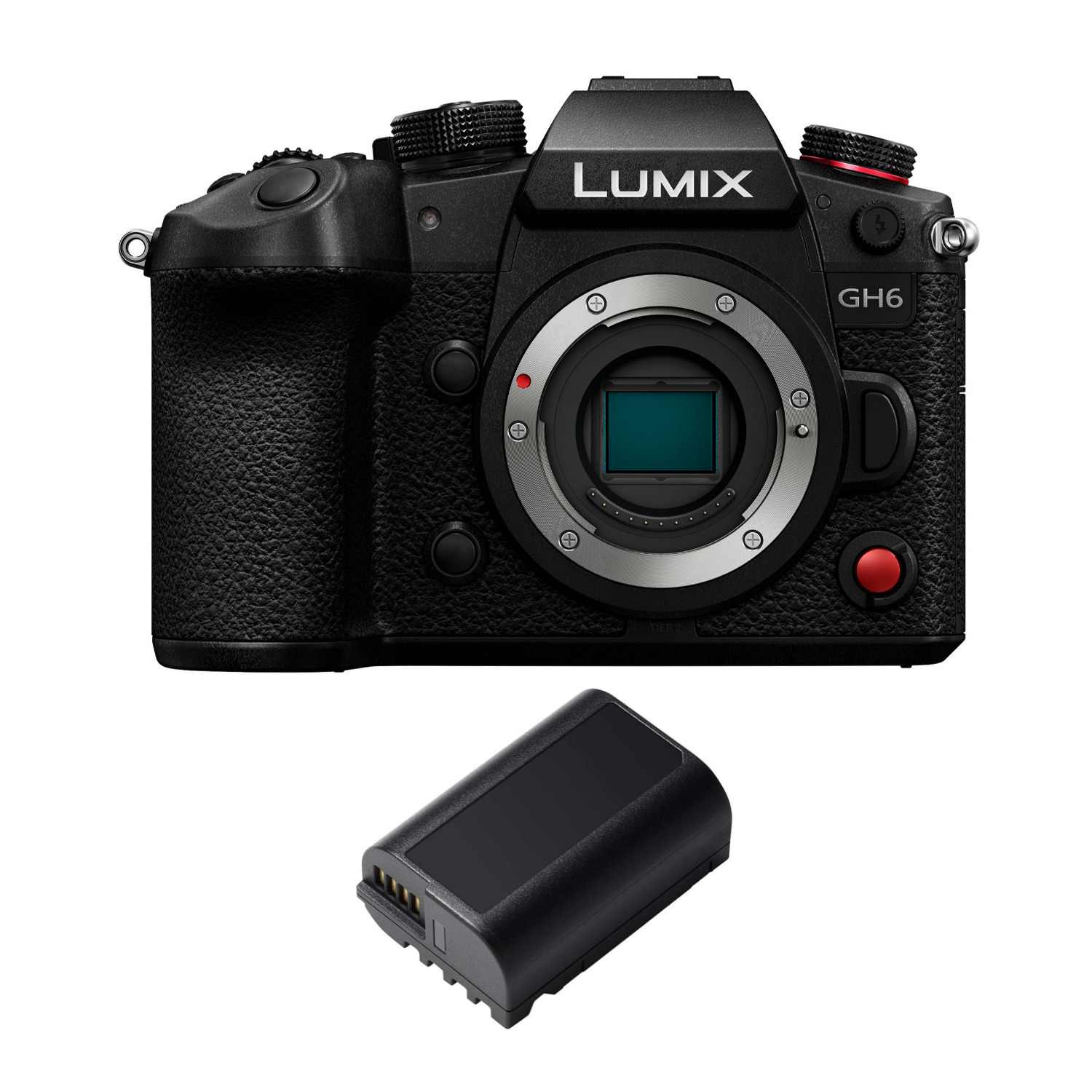 Panasonic LUMIX GH6 Mirrorless Camera Body with DMW-BLK22 Battery Pack in Black