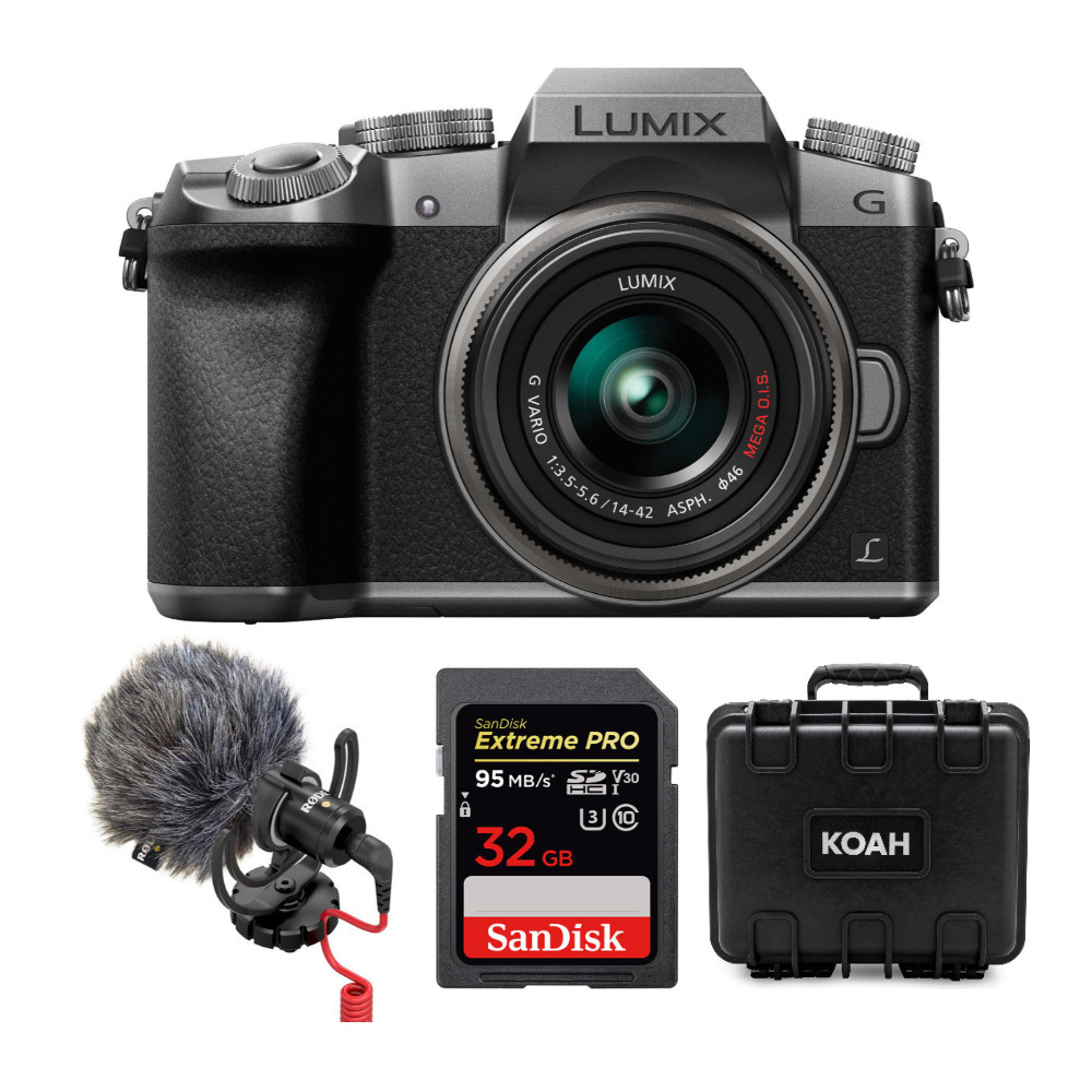 Panasonic LUMIX G7 Camera with 14-42mm Camera Lens and Accessory Bundle in Silver