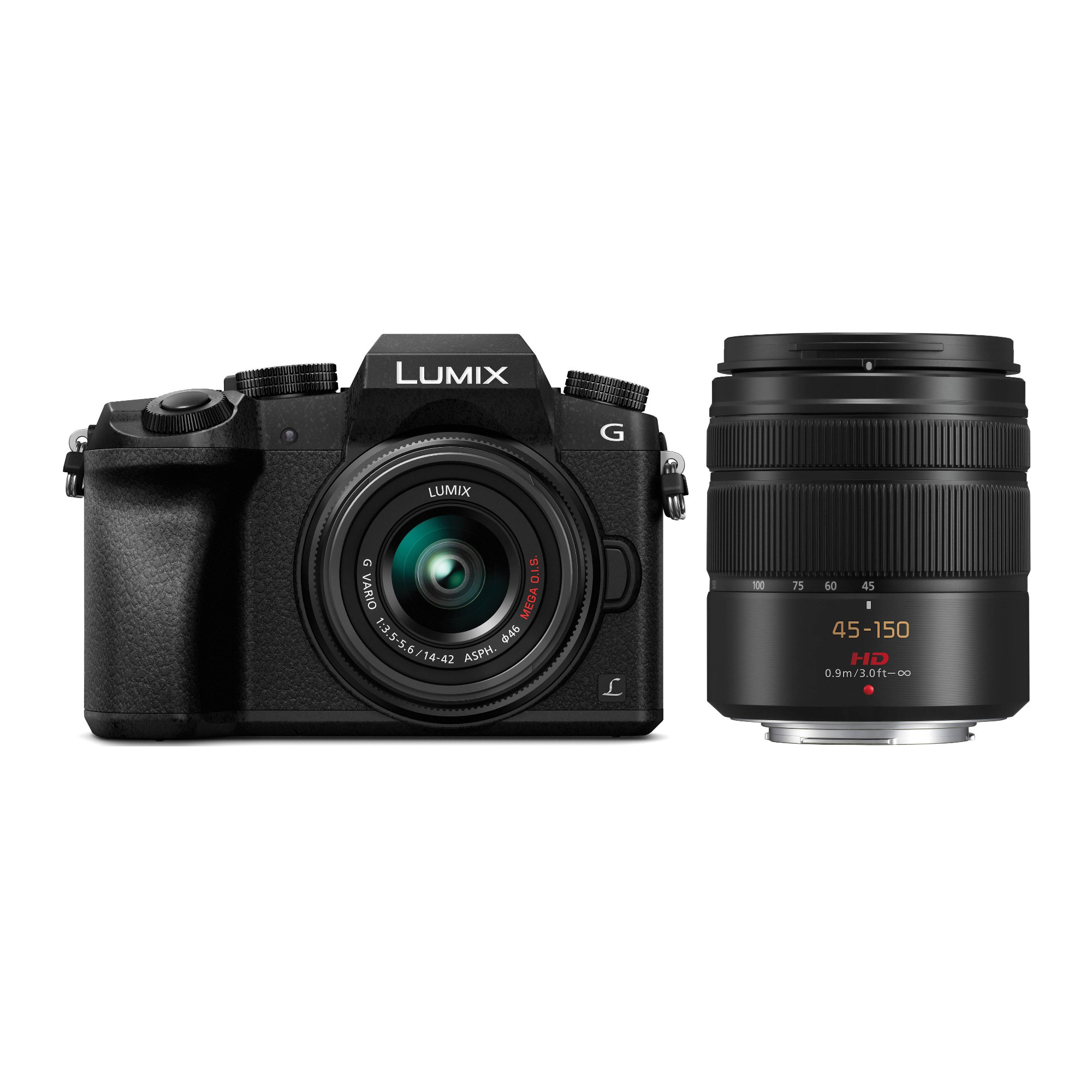 Panasonic LUMIX DMC-G7 Compact System Camera Bundle with 14-42mm and 45-150mm Lenses in Black
