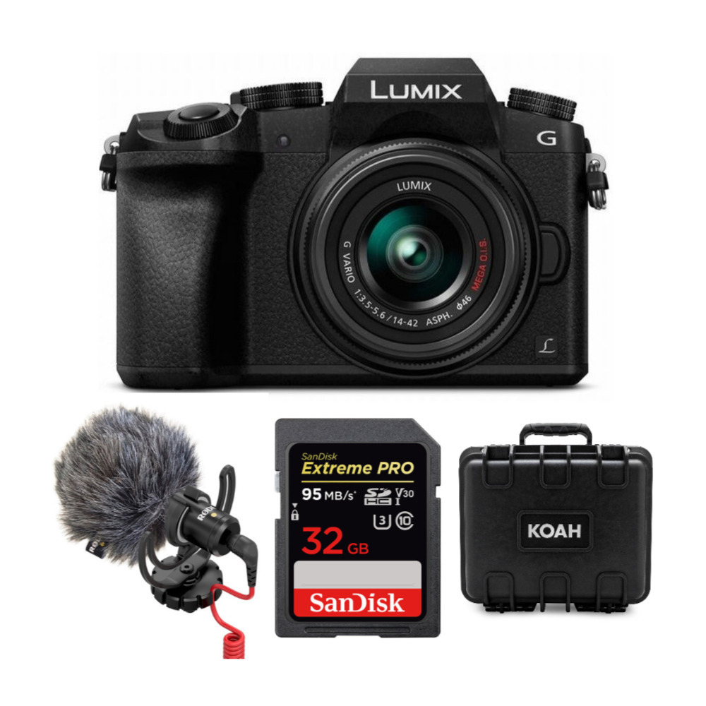 Panasonic LUMIX G7 4K Mirrorless Camera with 14-42mm Camera Lens Bundle in Black
