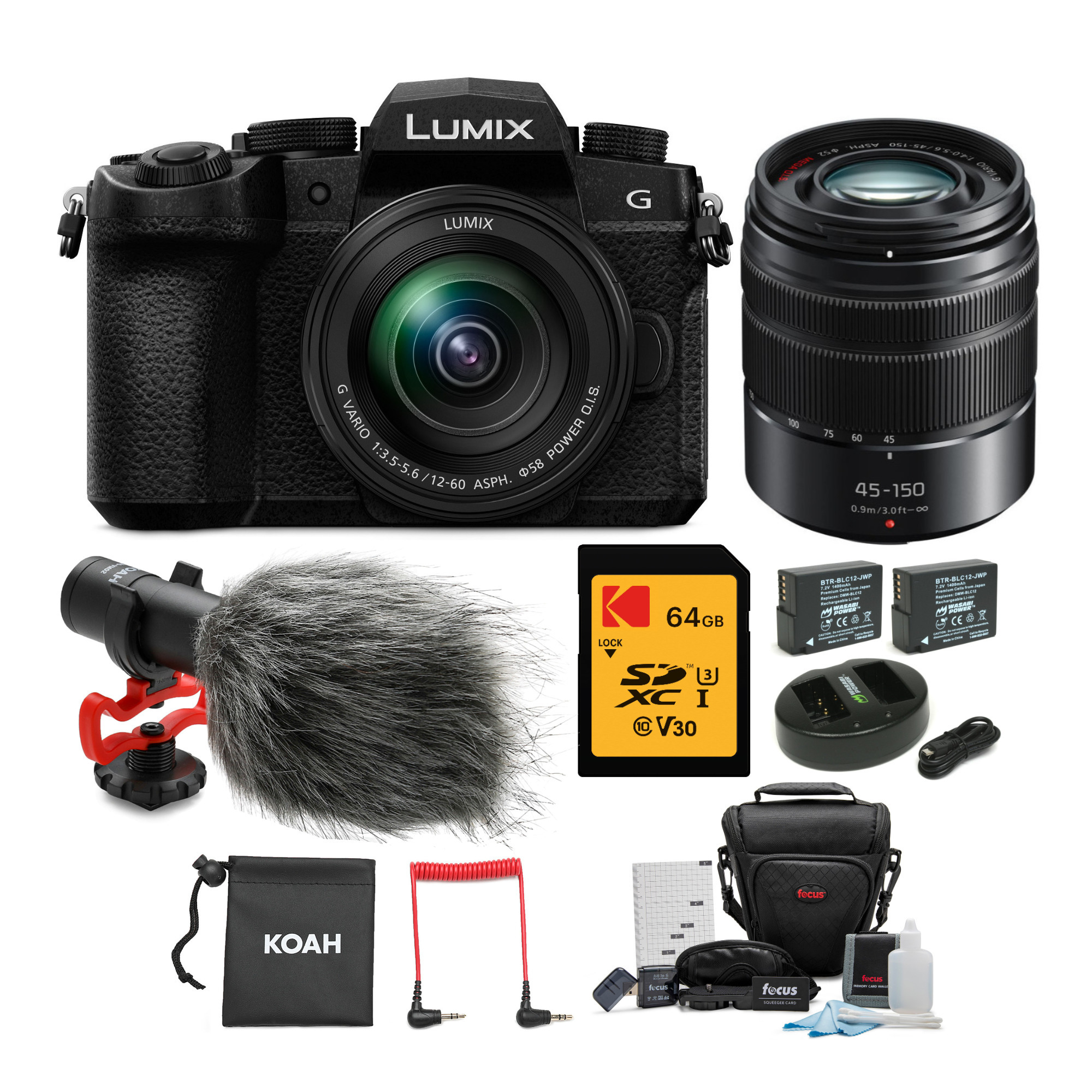 Panasonic LUMIX DC-G95MK Mirrorless Camera with 12-60mm and 45-150mm Lenses Travel Bundle in Black