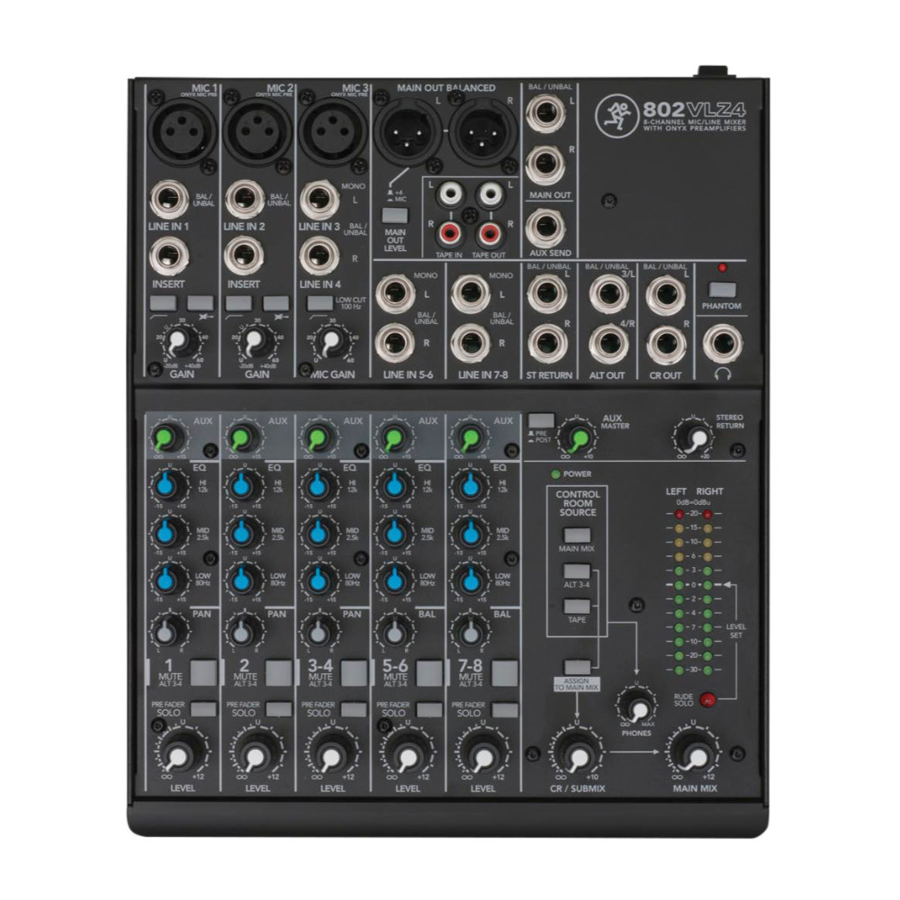 8-Channel Ultra Compact Mixer in Black - Mackie 802VLZ4