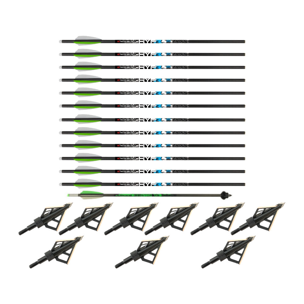 Killer Instinct Crossbows 12-Pack Hypr Lite 20-Inch Crossbow Bolts with Broadheads -  1065-6-KI_K1