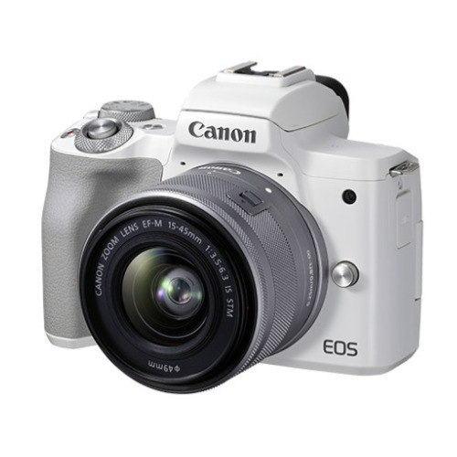 Canon EOS M50 Mark II Mirrorless Digital Camera and EF-M 15-45mm IS STM Camera Lens Kit in White